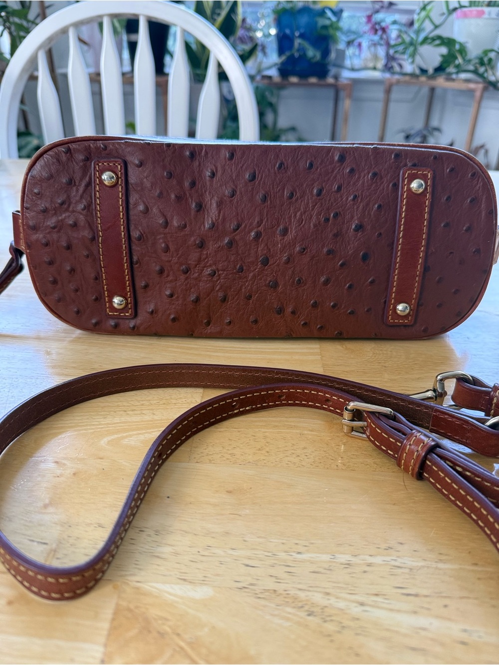 Dooney & Bourke Ostrich Zip Satchel - Picture 4 of 6